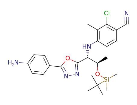4-((1R,2R)-1-(5-(4-aminophenyl)-1,3,4-oxadiazol-2-yl)-2-(tert-butyldimethylsilyloxy)propylamino)-2-chloro-3-methylbenzonitrile