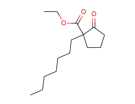 Molecular Structure of 57138-07-5 (Cyclopentanecarboxylic acid, 1-heptyl-2-oxo-, ethyl ester)