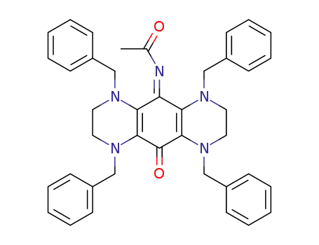 N-(1,4,6,9-tetrabenzyl-10-oxo-1H,2H,3H,4H,5H,6H,7H,8H,9H-pyrazino[2,3-g]quinoxalin-5-ylidene)acetamide