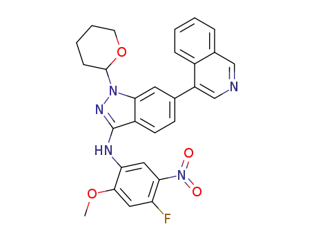 N-(4-fluoro-2-methoxy-5-nitrophenyl)-6-(isoquinolin-4-yl)-1-(tetrahydro-2H-pyran-2-yl)-1H-indazol-3-amine