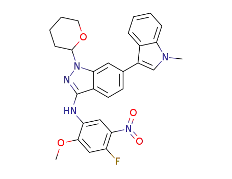 N-(4-fluoro-2-methoxy-5-nitrophenyl)-6-(1-methyl-1H-indol-3-yl)-1-(tetrahydro-2H-pyran-2-yl)-1H-indazol-3-amine