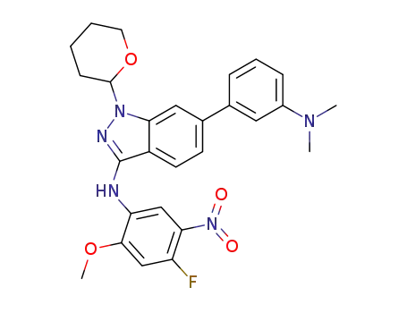 6-(3-(dimethylamino)phenyl)-N-(4-fluoro-2-methoxy-5-nitrophenyl)-1-(tetrahydro-2H-pyran-2-yl)-1H-indazol-3-amine