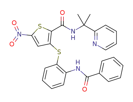 3-((2-benzamidophenyl)thio)-5-nitro-N-(2-(pyridin-2-yl)propan-2-yl)thiophene-2-carboxamide