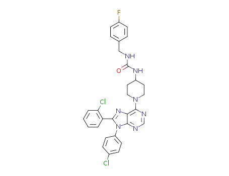 3-{1-[8-(2-chlorophenyl)-9-(4-chlorophenyl)-9H-purin-6-yl]-piperidin-4-yl}-1-[(4-fluorophenyl)methyl]urea