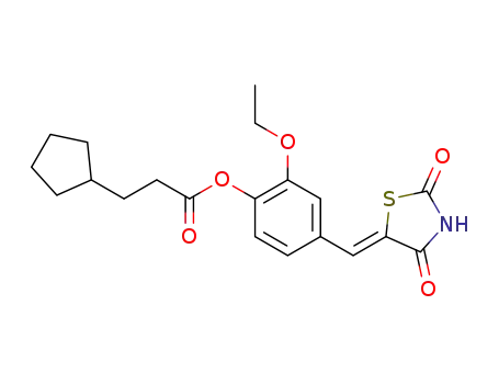((Z)-4-((2,4-dioxothiazolidin-5-ylidene)methyl)-2-ethoxyphenyl 3-cyclopentylpropanoate)