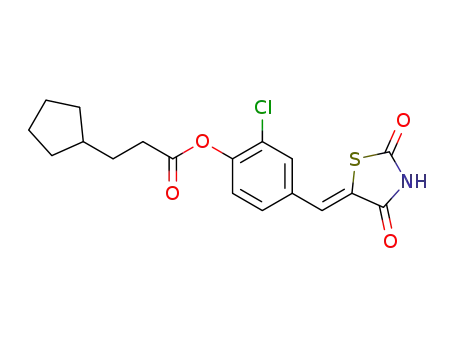 ((Z)-2-chloro-4-((2,4-dioxothiazolidin-5-ylidene)methyl)phenyl 3-cyclopentylpropanoate)
