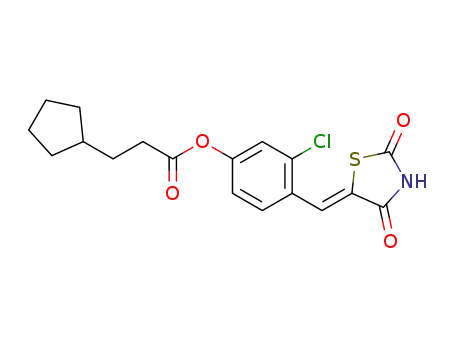 ((Z)-3-chloro-4-((2,4-dioxothiazolidin-5-ylidene)methyl)phenyl-3-cyclopentylpropanoate)