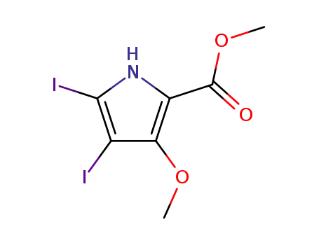 Molecular Structure of 112373-16-7 (1H-Pyrrole-2-carboxylic acid, 4,5-diiodo-3-methoxy-, methyl ester)