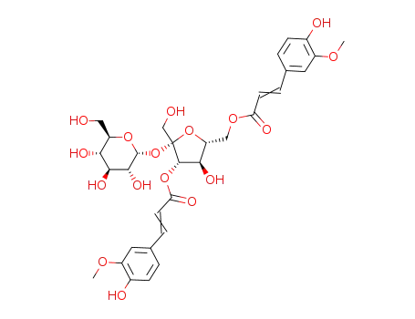 Molecular Structure of 107647-20-1 (a-D-Glucopyranoside,3,6-bis-O-[(2E)-3-(4-hydroxy-3-methoxyphenyl)-1-oxo-2-propen-1-yl]-b-D-fructofuranosyl)