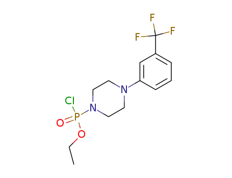 Molecular Structure of 98156-50-4 (Phosphonochloridic acid, [4-[3-(trifluoromethyl)phenyl]-1-piperazinyl]-,
ethyl ester)