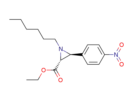 (2R,3S)-1-Hexyl-3-(4-nitro-phenyl)-aziridine-2-carboxylic acid ethyl ester