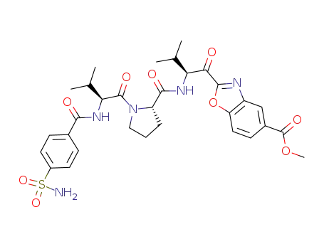 2-[(S)-3-Methyl-2-({(S)-1-[(S)-3-methyl-2-(4-sulfamoyl-benzoylamino)-butyryl]-pyrrolidine-2-carbonyl}-amino)-butyryl]-benzooxazole-5-carboxylic acid methyl ester