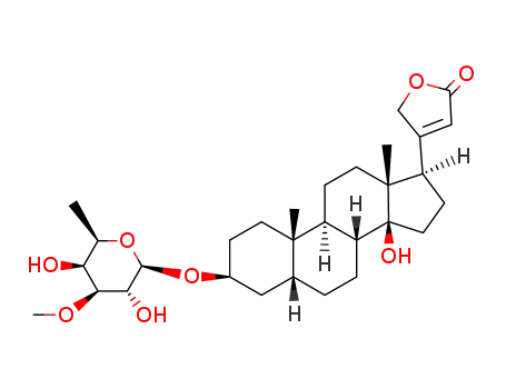 Molecular Structure of 18810-25-8 (3β-[(3-O-Methyl-6-deoxy-β-D-galactopyranosyl)oxy]-14-hydroxy-5β-card-20(22)-enolide)