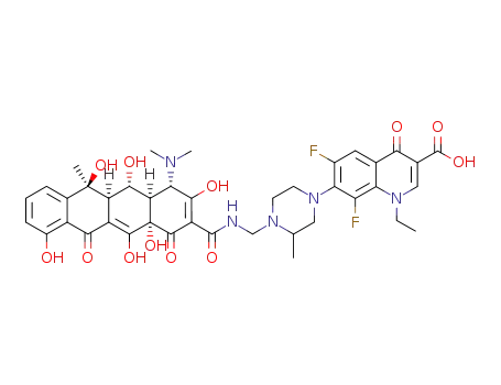 7-(4-{[(4-dimethylamino-3,5,6,10,12,12a-hexahydroxy-6-methyl-1,11-dioxo-1,4,4a,5,5a,6,11,12a-octahydro-naphthacene-2-carbonyl)-amino]-methyl}-3-methyl-piperazin-1-yl)-1-ethyl-6,8-difluoro-4-oxo-1,4-dihydro-quinoline-3-carboxylic acid