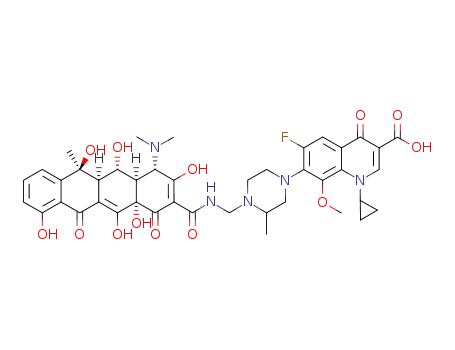 1-cyclopropyl-7-(4-{[(4-dimethylamino-3,5,6,10,12,12a-hexahydroxy-6-methyl-1,11-dioxo-1,4,4a,5,5a,6,11,12a-octahydro-naphthacene-2-carbonyl)-amino]-methyl}-3-methyl-piperazin-1-yl)-6-fluoro-8-methoxy-4-oxo-1,4-dihydro-quinoline-3-carboxylic acid