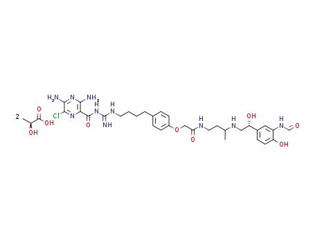 (R)-3,5-diamino-N-(N-(4-(4-(2-(3-(2-(4-(benzyloxy)-3-formamidophenyl)-2-hydroxyethylamino)butylamino)-2-oxoethoxy)phenyl)butyl)carbamimidoyl)-6-chloropyrazine-2-carboxamide di-L-lactate