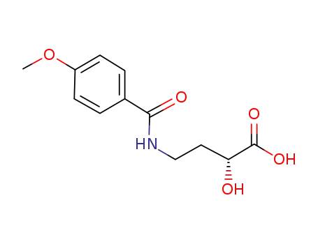 Molecular Structure of 78340-49-5 (Butanoic acid, 2-hydroxy-4-[(4-methoxybenzoyl)amino]-, (R)-)