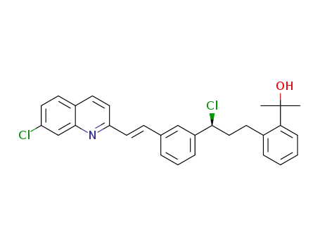 Molecular Structure of 880769-28-8 (2-[2-[(3S)-3-[3-[(1E)-2-(7-Chloroquinolin-2-yl)ethenyl]phenyl]-3-chloropropyl]phenyl]-2-propanol)