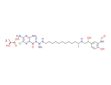 3,5-diamino-6-chloro-N-(N-((R)-11-(R)-2-((3-formamido-4-hydroxyphenyl)-2-hydroxyethylamino)dodecyl)carbamimidoyl)pyrazine-2-carboxamide di-L-lactate