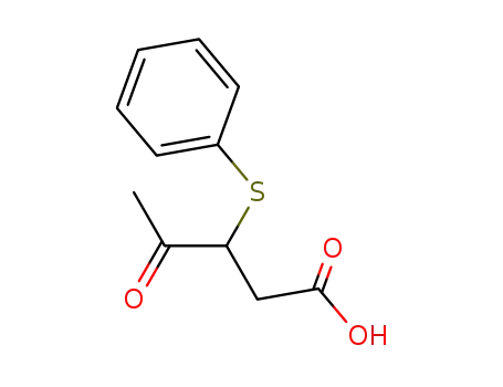 Molecular Structure of 65263-90-3 (Pentanoic acid, 4-oxo-3-(phenylthio)-)