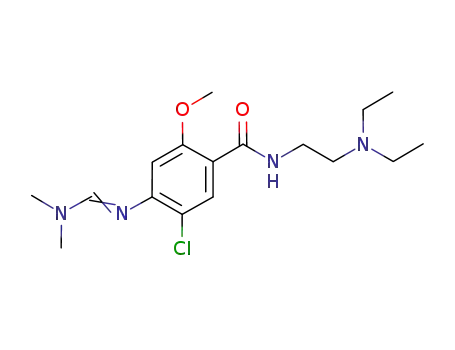 Molecular Structure of 89881-28-7 (Benzamide,
5-chloro-N-[2-(diethylamino)ethyl]-4-[[(dimethylamino)methylene]amino]
-2-methoxy-)