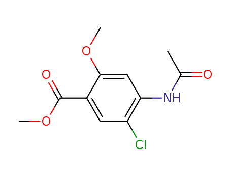 Molecular Structure of 4093-31-6 (Methyl 4-acetamido-5-chloro-2-methoxybenzoate)