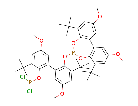 4,8-di-tert-butyl-6-(3,3'-di-tert-butyl-2'-(dichlorophosphinooxy)-5,5'-dimethoxybiphenyl-2-yloxy)-2,10-dimethoxy-dibenzo[d,f][1,3,2]dioxaphosphepine