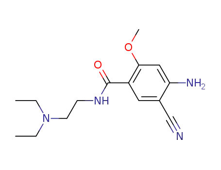 Molecular Structure of 65016-46-8 (Benzamide, 4-amino-5-cyano-N-[2-(diethylamino)ethyl]-2-methoxy-)