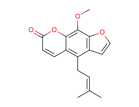 Molecular Structure of 10523-54-3 (6-Hydroxy-7-methoxy-4-(3-methyl-2-butenyl)-5-benzofuranacrylic acid δ-lactone)