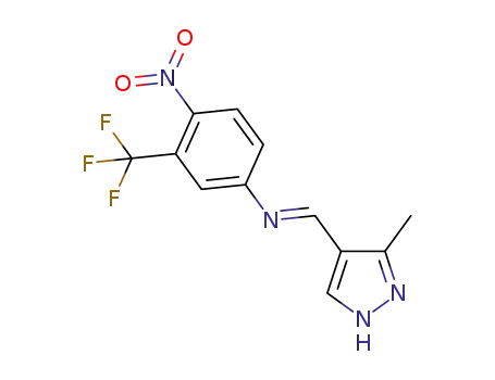 N-((3-methyl-1H-pyrazol-4-yl)methylene)-4-nitro-3-(trifluoromethyl)benzenamine
