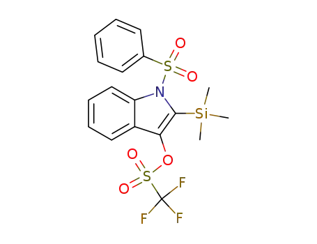 Molecular Structure of 144646-98-0 (Methanesulfonic acid, trifluoro-,
1-(phenylsulfonyl)-2-(trimethylsilyl)-1H-indol-3-yl ester)