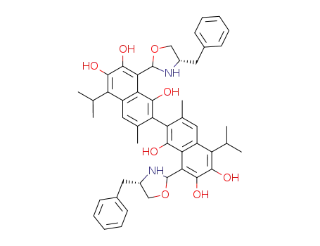 8,8'-Bis-((S)-4-benzyl-oxazolidin-2-yl)-5,5'-diisopropyl-3,3'-dimethyl-[2,2']binaphthalenyl-1,6,7,1',6',7'-hexaol