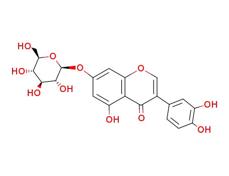 Molecular Structure of 20486-33-3 (3-(3,4-dihydroxyphenyl)-5-hydroxy-7-[(2S,3R,5R,6R)-3,4,5-trihydroxy-6- (hydroxymethyl)oxan-2-yl]oxy-chromen-4-one)