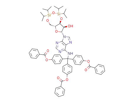 3',5'-O-(1,1,3,3-tetraisopropyldisiloxane-1,3-diyl)-N6-<4,4',4''-tris(benzoyloxy)trityl>adenosine