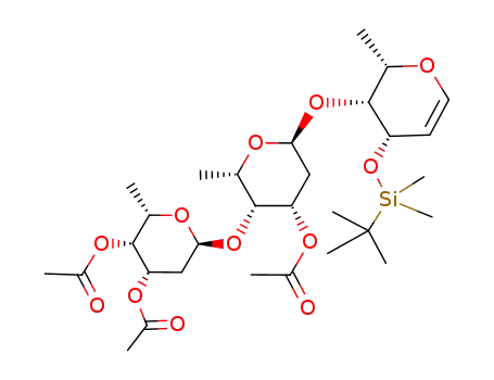 Acetic acid (2S,3R,4S,6S)-6-[(2S,3R,4S)-4-(tert-butyl-dimethyl-silanyloxy)-2-methyl-3,4-dihydro-2H-pyran-3-yloxy]-3-((2S,4S,5R,6S)-4,5-diacetoxy-6-methyl-tetrahydro-pyran-2-yloxy)-2-methyl-tetrahydro-pyran-4-yl ester