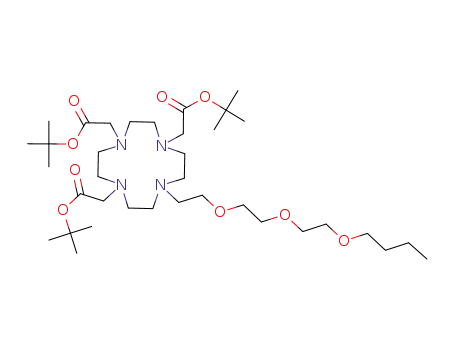 Molecular Structure of 686289-91-8 (1,4,7,10-Tetraazacyclododecane-1,4,7-triacetic acid,
10-[2-[2-(2-butoxyethoxy)ethoxy]ethyl]-, tris(1,1-dimethylethyl) ester)