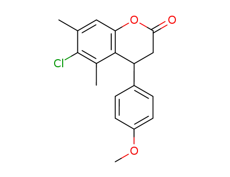 Molecular Structure of 850496-00-3 (2H-1-Benzopyran-2-one,
6-chloro-3,4-dihydro-4-(4-methoxyphenyl)-5,7-dimethyl-)