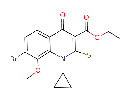 Molecular Structure of 846564-01-0 (3-Quinolinecarboxylic acid,
7-bromo-1-cyclopropyl-1,4-dihydro-2-mercapto-8-methoxy-4-oxo-, ethyl
ester)