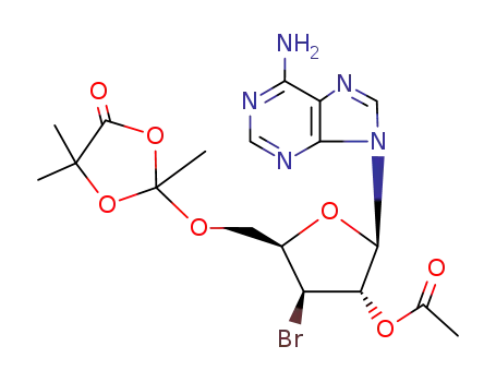 9-(2-O-acetyl-3-bromo-3-deoxy-5-O-(2,4,4-trimethyl-5-oxo-1,3-dioxolan-2-yl)-β-D-xylofuranosyl)adenine