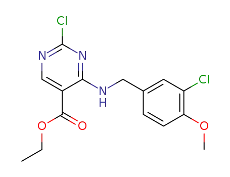 5-Pyrimidinecarboxylic acid,
2-chloro-4-[[(3-chloro-4-methoxyphenyl)methyl]amino]-, ethyl ester
