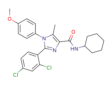 Molecular Structure of 505073-88-1 (1H-Imidazole-4-carboxamide,
N-cyclohexyl-2-(2,4-dichlorophenyl)-1-(4-methoxyphenyl)-5-methyl-)