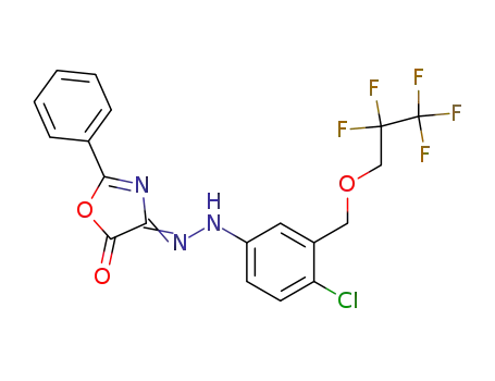 Molecular Structure of 143230-69-7 (4,5-Oxazoledione, 2-phenyl-,
4-[[4-chloro-3-[(2,2,3,3,3-pentafluoropropoxy)methyl]phenyl]hydrazone])