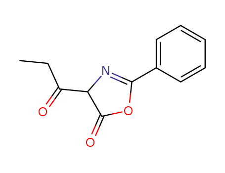 Molecular Structure of 85094-77-5 (5(4H)-Oxazolone, 4-(1-oxopropyl)-2-phenyl-)