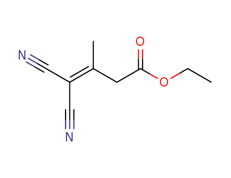 Molecular Structure of 52903-67-0 (3-Butenoic acid, 4,4-dicyano-3-methyl-, ethyl ester)