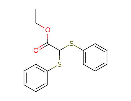 Molecular Structure of 20461-96-5 (Acetic acid, bis(phenylthio)-, ethyl ester)