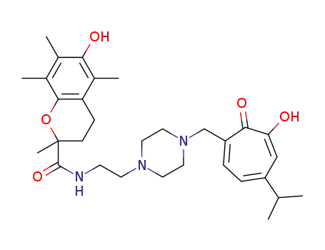 1-[N-(3,4-dihydro-6-hydroxy-2,5,7,8-tetramethyl-2H-1-benzopyran-2-ylcarbonyl)ethylamino]-4-(6-hydroxy-4-isopropyl-7-oxo-1,3,5-cycloheptatrienylmethyl)piperazine