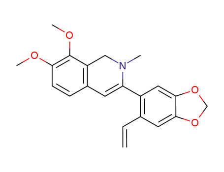 Molecular Structure of 28332-37-8 (Isoquinoline,3-(6-ethenyl-1,3-benzodioxol-5-yl)-1,2-dihydro-7,8-dimethoxy-2-methyl-)