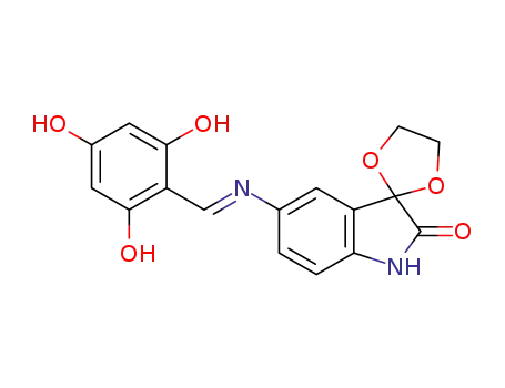 (E)-5′-((2,4,6-trihydroxybenzylidene)amino)spiro[[1,3]dioxolane-2,3′-indolin]-2′-one