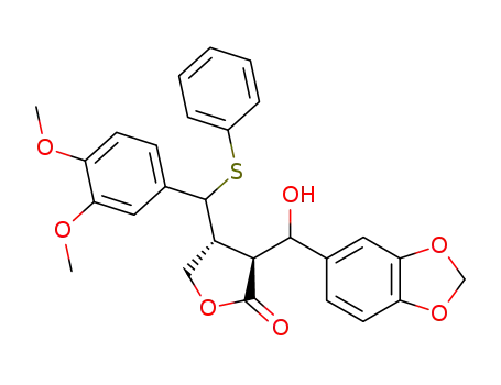 3-(3'',4''-dimethoxy-α-phenylthiobenzyl)-2-(α-hydroxy-3',4'-methylenedioxybenzyl)-γ-butyrolactone