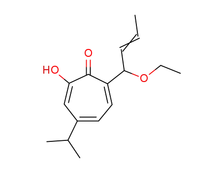 Molecular Structure of 92397-04-1 (2,4,6-Cycloheptatrien-1-one,
3-(1-ethoxy-2-butenyl)-2-hydroxy-6-(1-methylethyl)-)